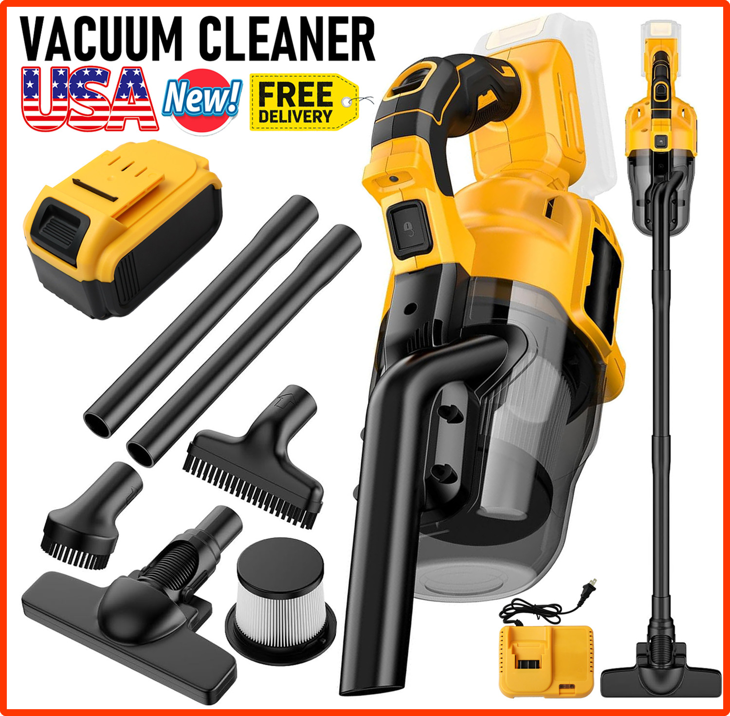 500W Cordless Handheld Vacuum Cleaner Portable Home Car Auto Wireless W/ Battery