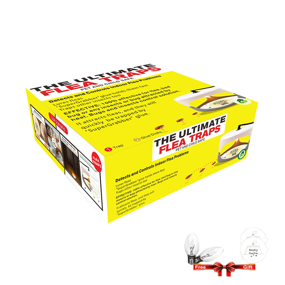 Flea Traps for Inside Your Home with 2 Sticky Disc & 2 Bulbs & 1 Electric Wires