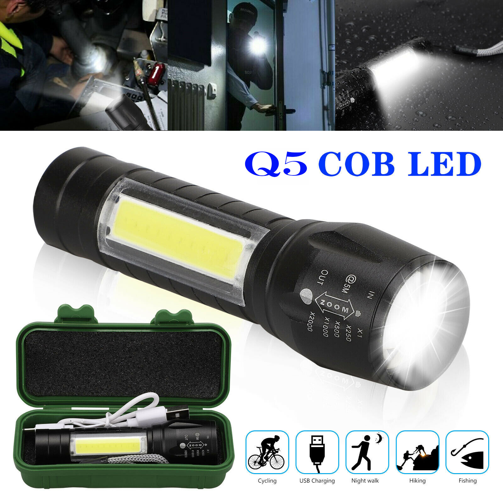Rechargeable 990000LM LED Flashlight Tactical Police Super Bright Torch Zoomable