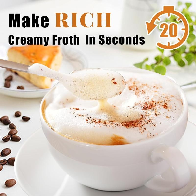 Milk Frother Wand for Coffee, Rechargeable Electric Whisk with 3 Heads