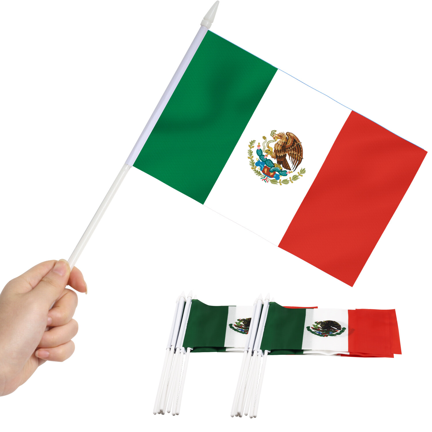 Anley 12 Pack Mexico Mini Flag – Hand Held Small Miniature Mexican Flags 5×8 in.