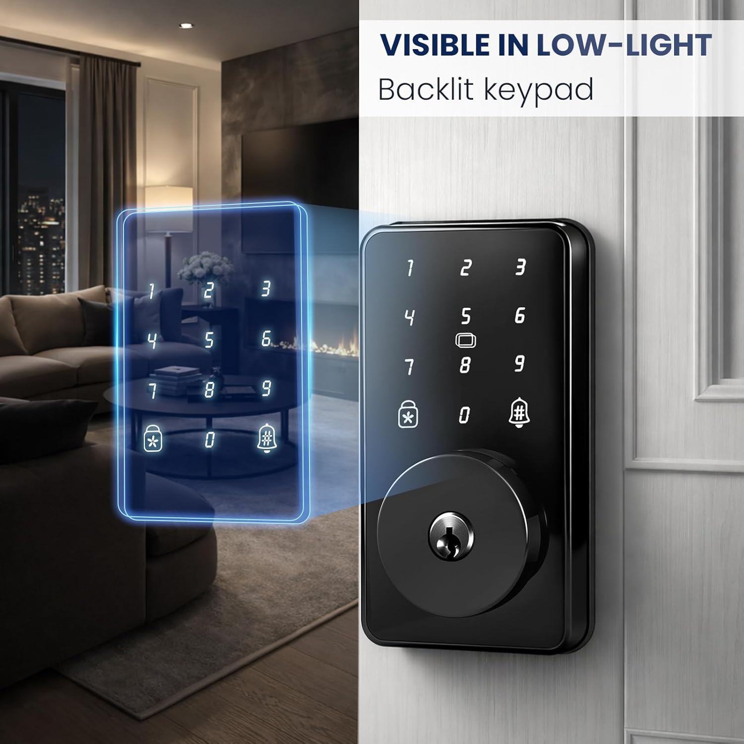 Keyless Entry Door Lock with Keypad, Smart Deadbolt Lock for Front Door with 2