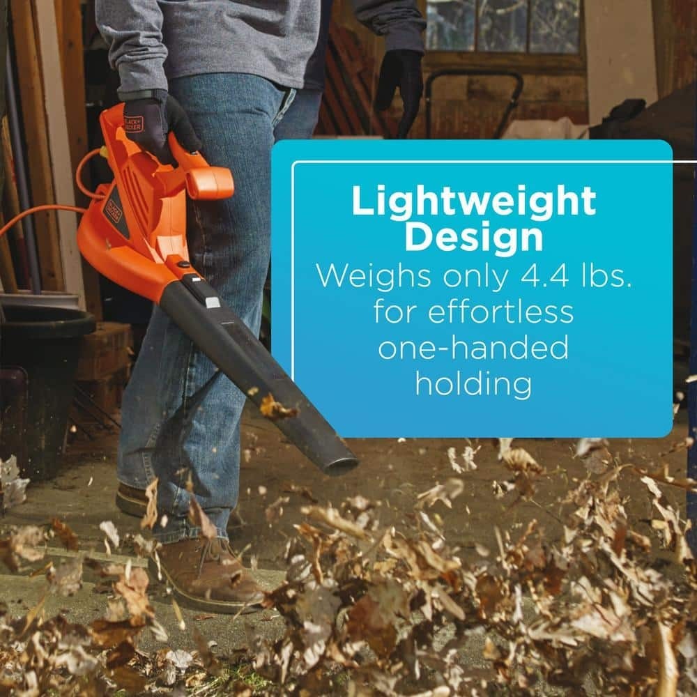 BLACK+DECKER 7 AMP 180 MPH 220 CFM Corded Electric Handheld Leaf Blower