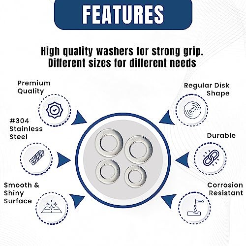 Fender Washers for Screws (240 Pcs) — 304 Stainless Steel Flat 240 Pcs Fender