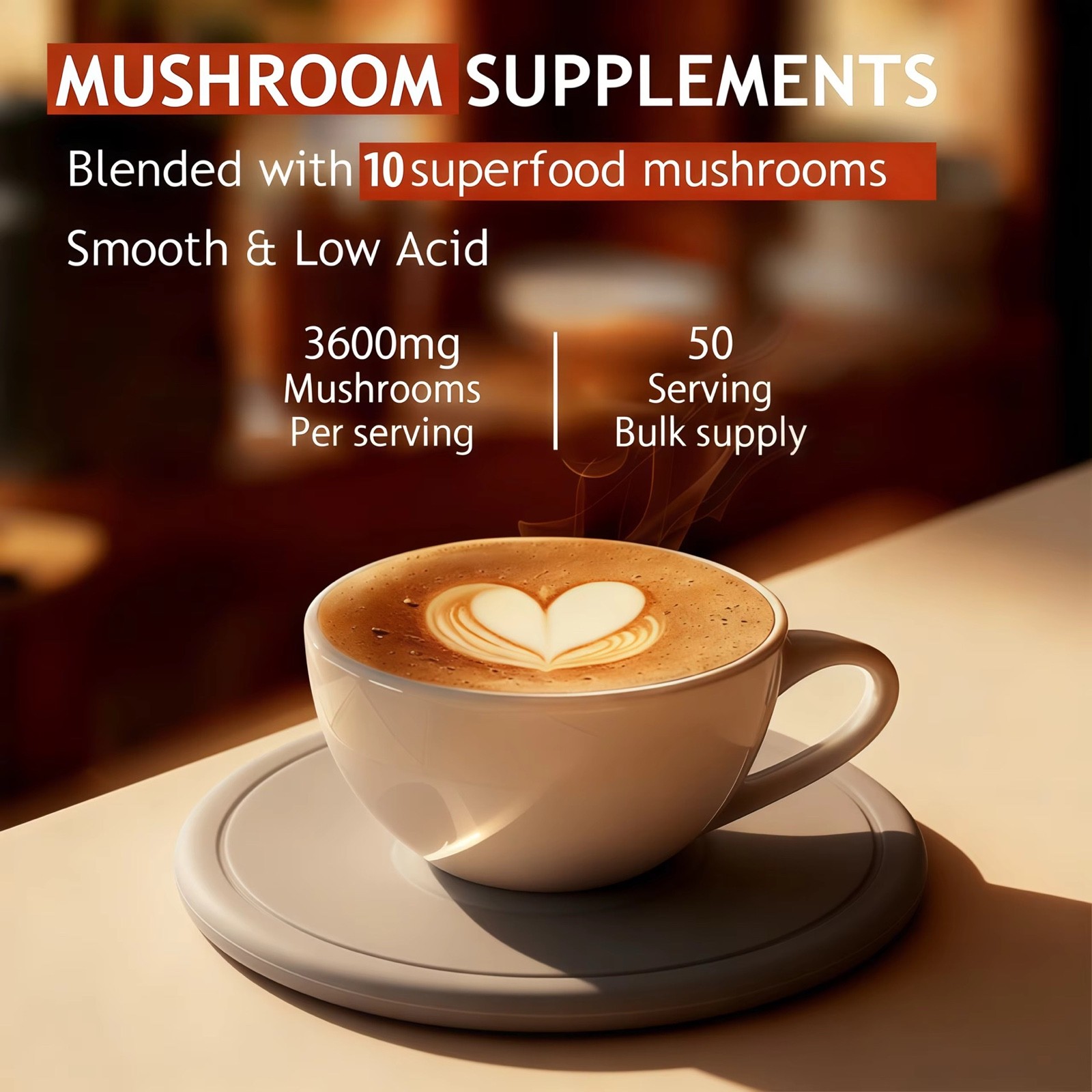 Mushroom Coffee Organic 10 Mushroom Blend Complex Coffee 50 Servings