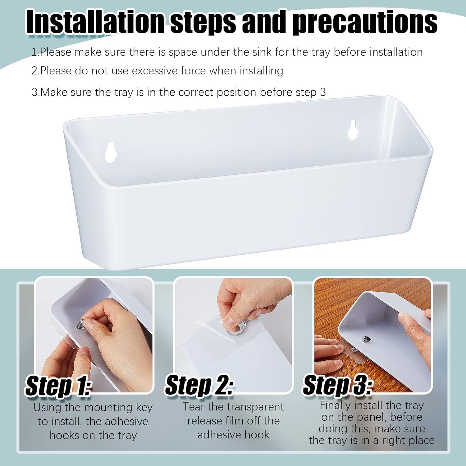 2 Pack Tip Out Tray for Sink with 2 Pairs of Hinges Front Sink Drawer Tip Out