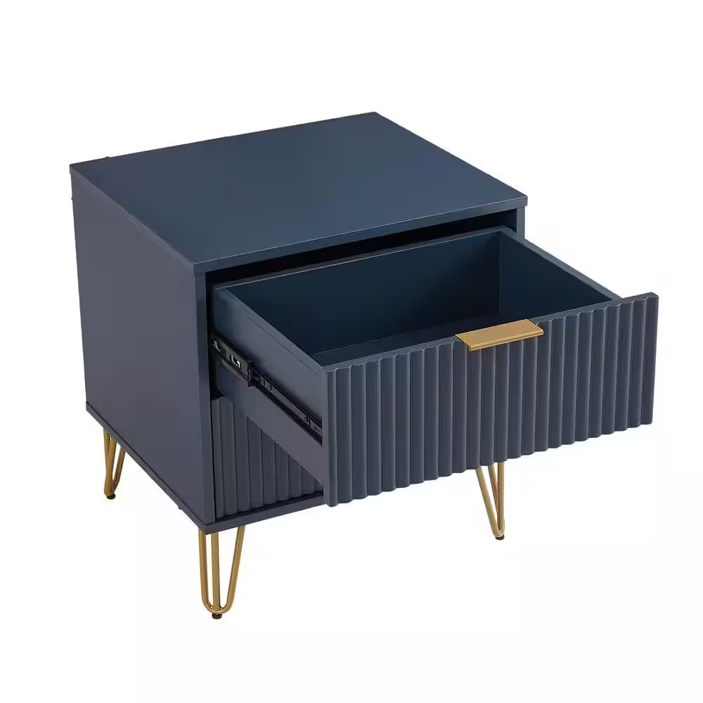 DUMBO Modern Midnight Blue 2-Drawer 20.07 In. W Nightstand with SNAP Tool-Free A
