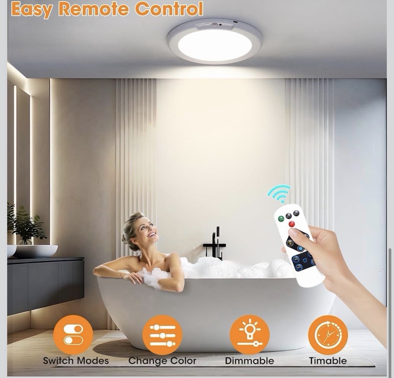 Rechargeable Motion Sensor Ceiling Light W/Remote Battery Powered Wireless 1/2/4