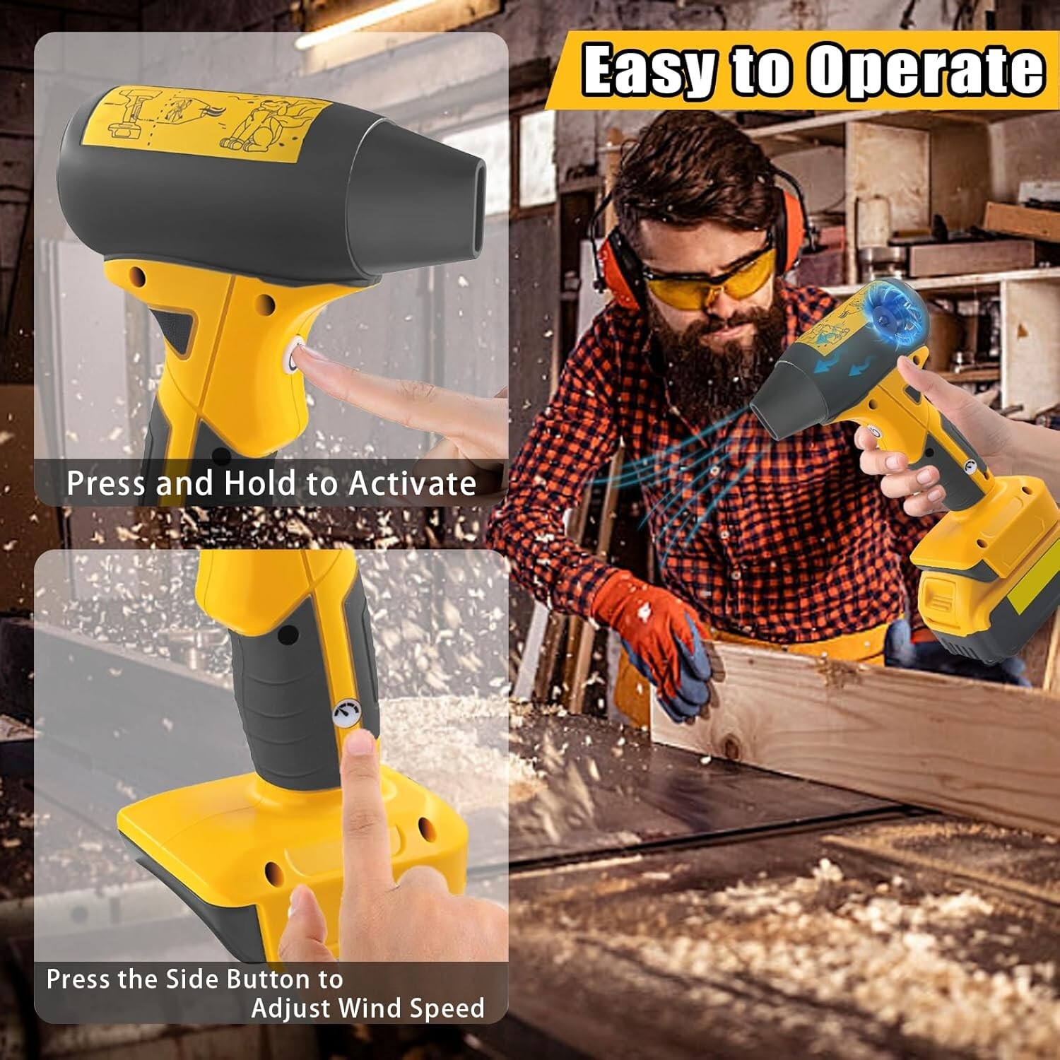 Electric Jobsite Air Blower for Dewalt 20V Battery Handheld Cordless Leaf Blower