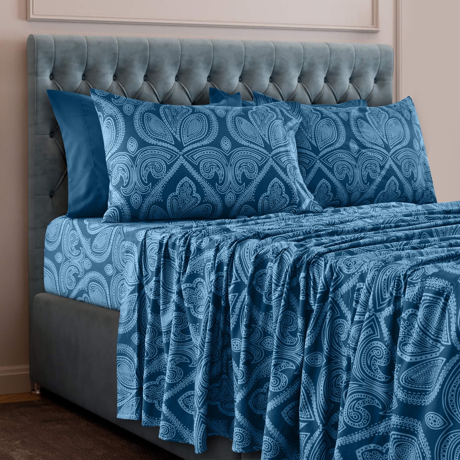 6 Piece Bed Sheets Set Luxury Microfiber Ultra Soft Deep Pocket Bedding Sets