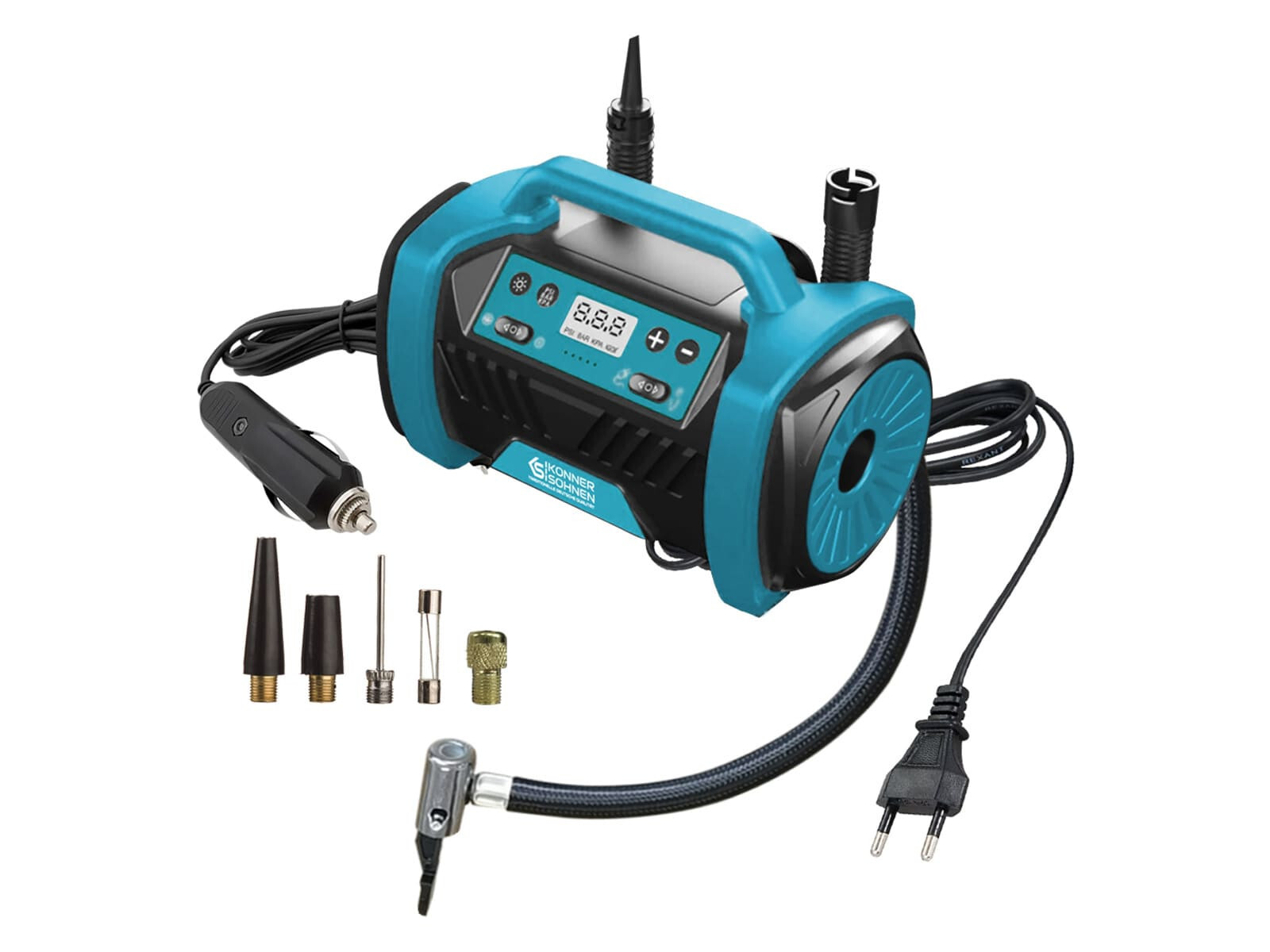 Konner&Sohnen German Portable Air Compressor, Tire Inflator 150 PSI 12V DC,