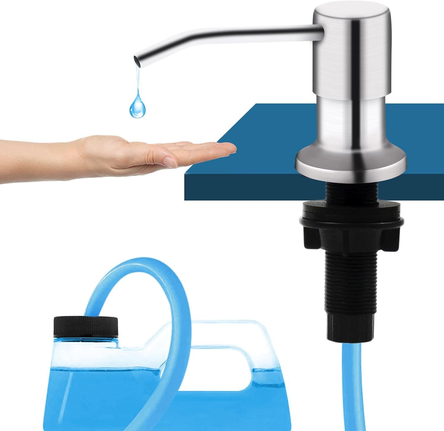 Kitchen Sink Soap Dispenser with 47″ Extension Tube Brushed Nickel Soap Dishes