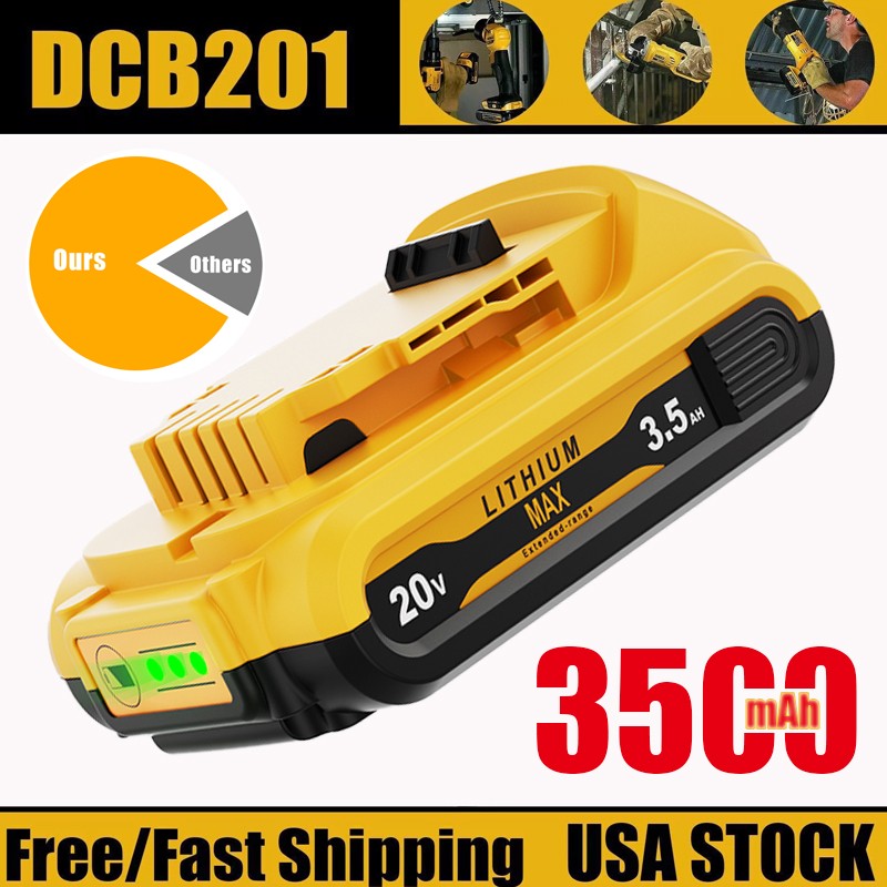 Battery/Charger For DeWalt 20V 20 Volt Max Lithium DCB201 DCB203 DCB203-2 DCB206