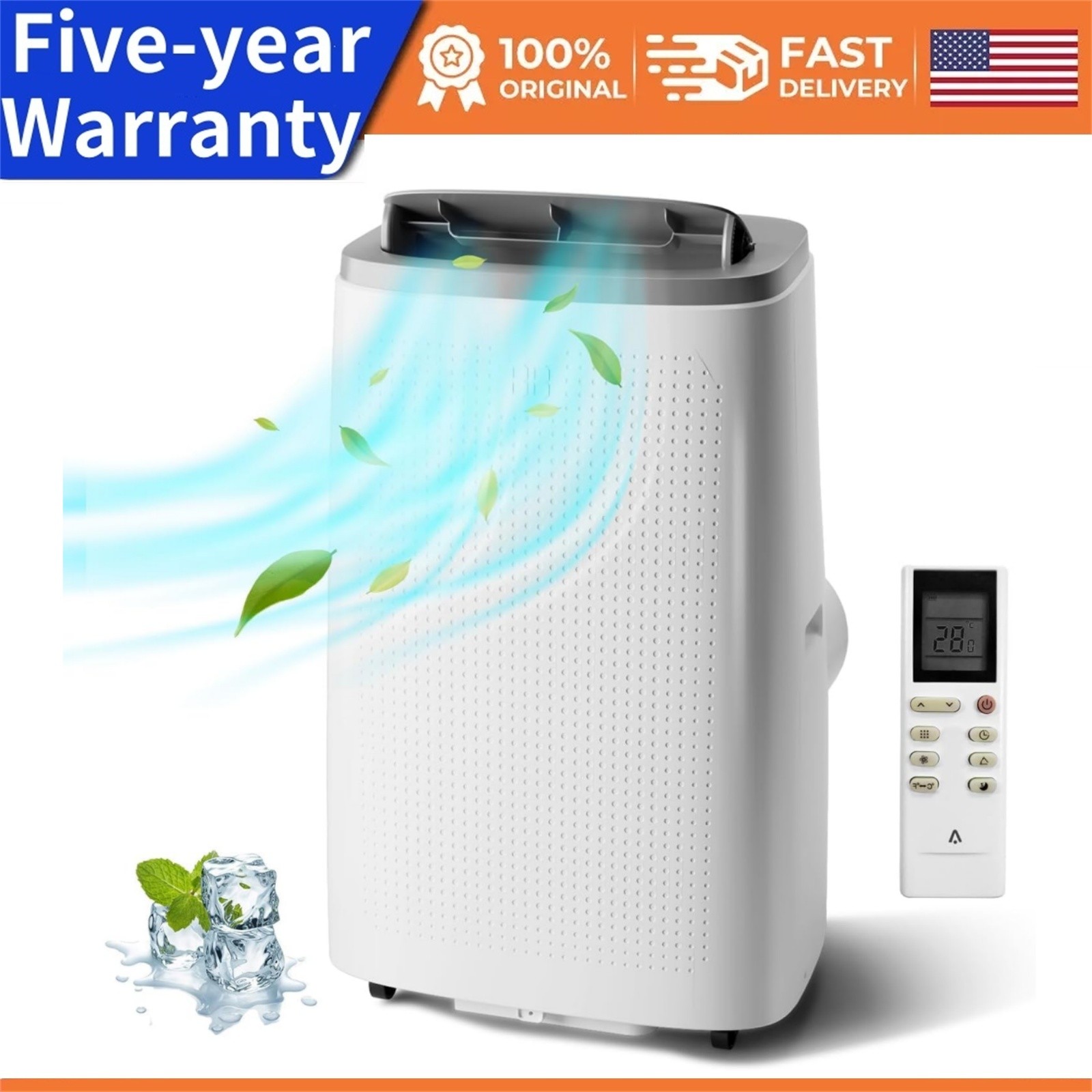 14000BTU Portable Air Conditioner Cools Up to 750 Sq.ft 24H Timer Remote Control