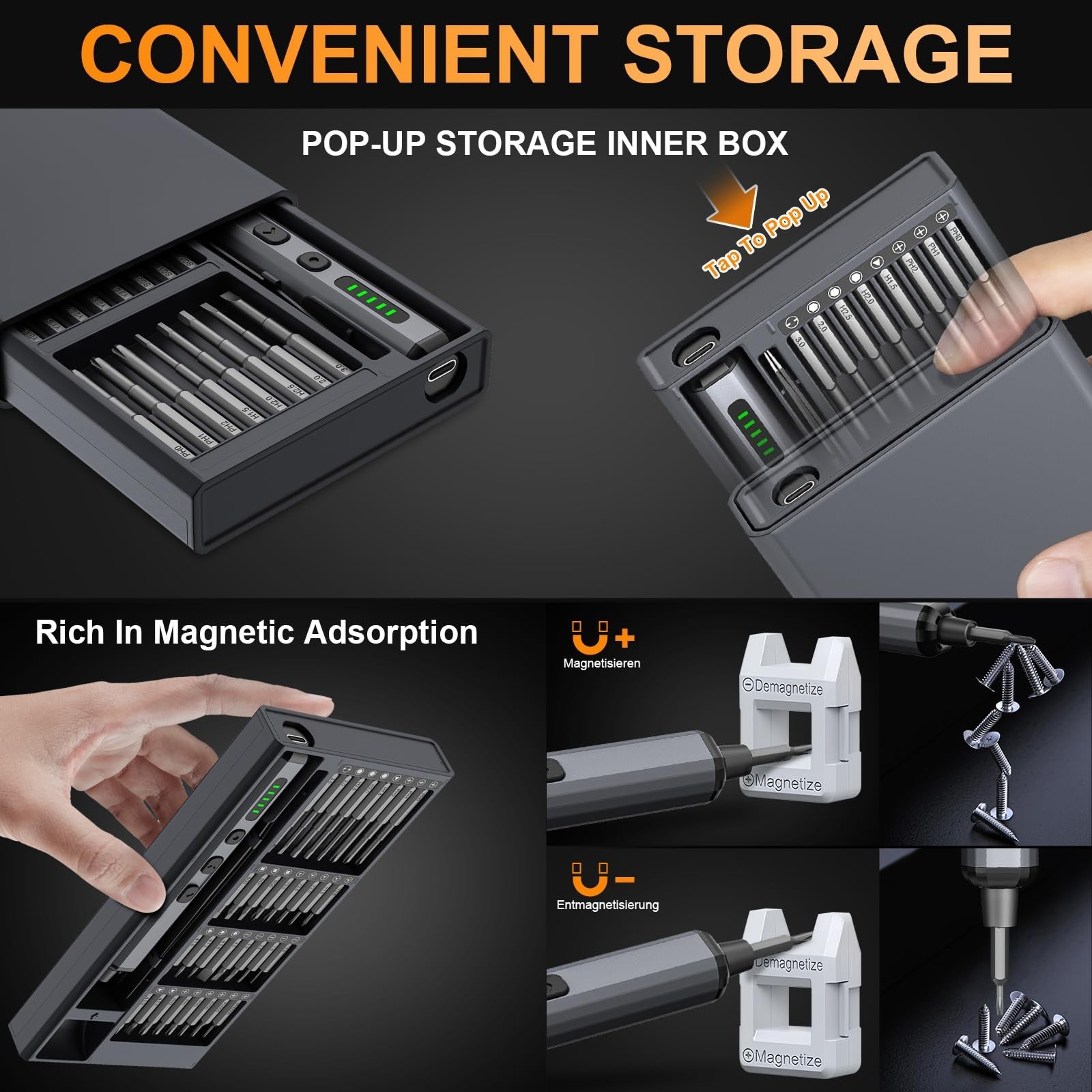 Mini Electric Screwdriver Set – 3.7V Cordless Precision Tool, 72-in-1 Magnetic B