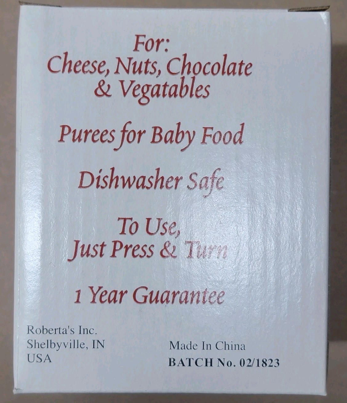 Vintage Roberta’s Ultimate Grater NOS New In Box Kitchen Gadget Cheese Chocolate