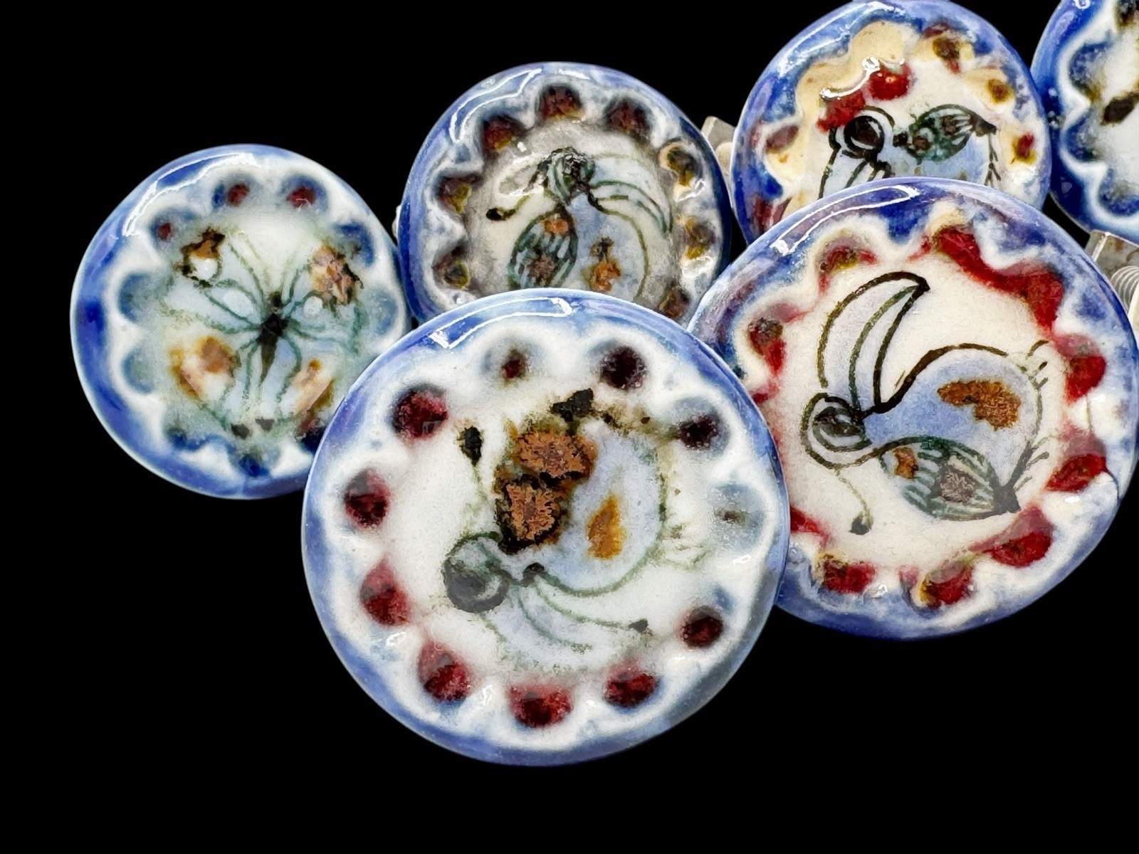 Ken Edwards Tonala Pottery Drawer Pulls Set 10 Knobs Birds & Butterfly Mexico