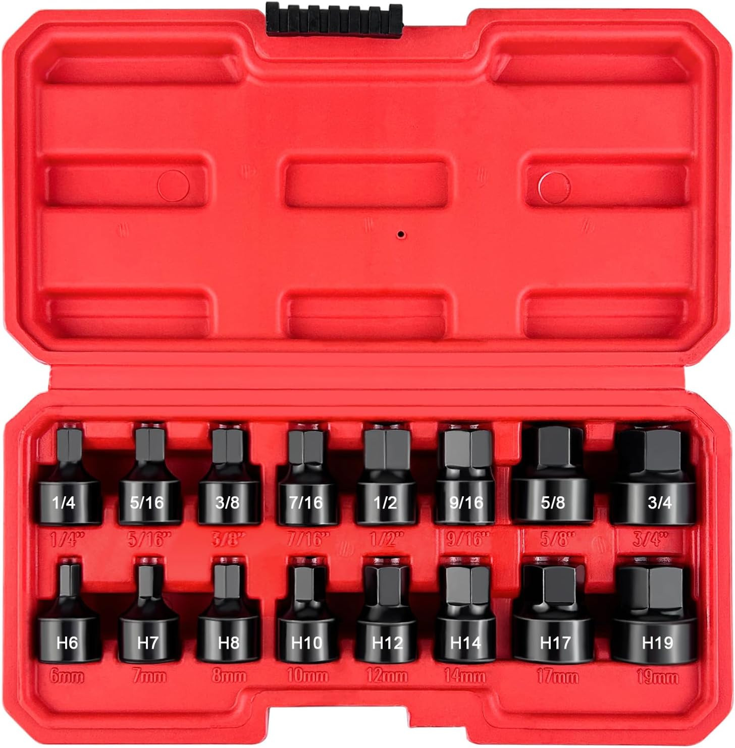 3/8-Inch Drive Low Profile Impact Hex Driver Set, 16-Piece Stubby Hex Bit Socket