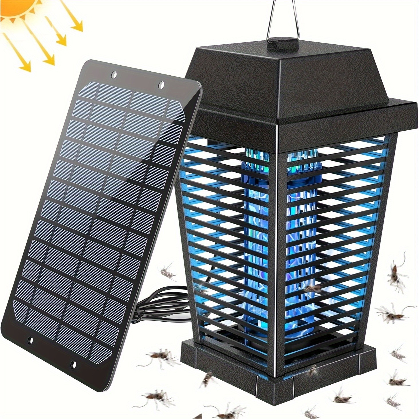 4500V Electric Solar Bug Zapper Outdoor, Mosquito Zapper Waterproof Fly Zapper,d