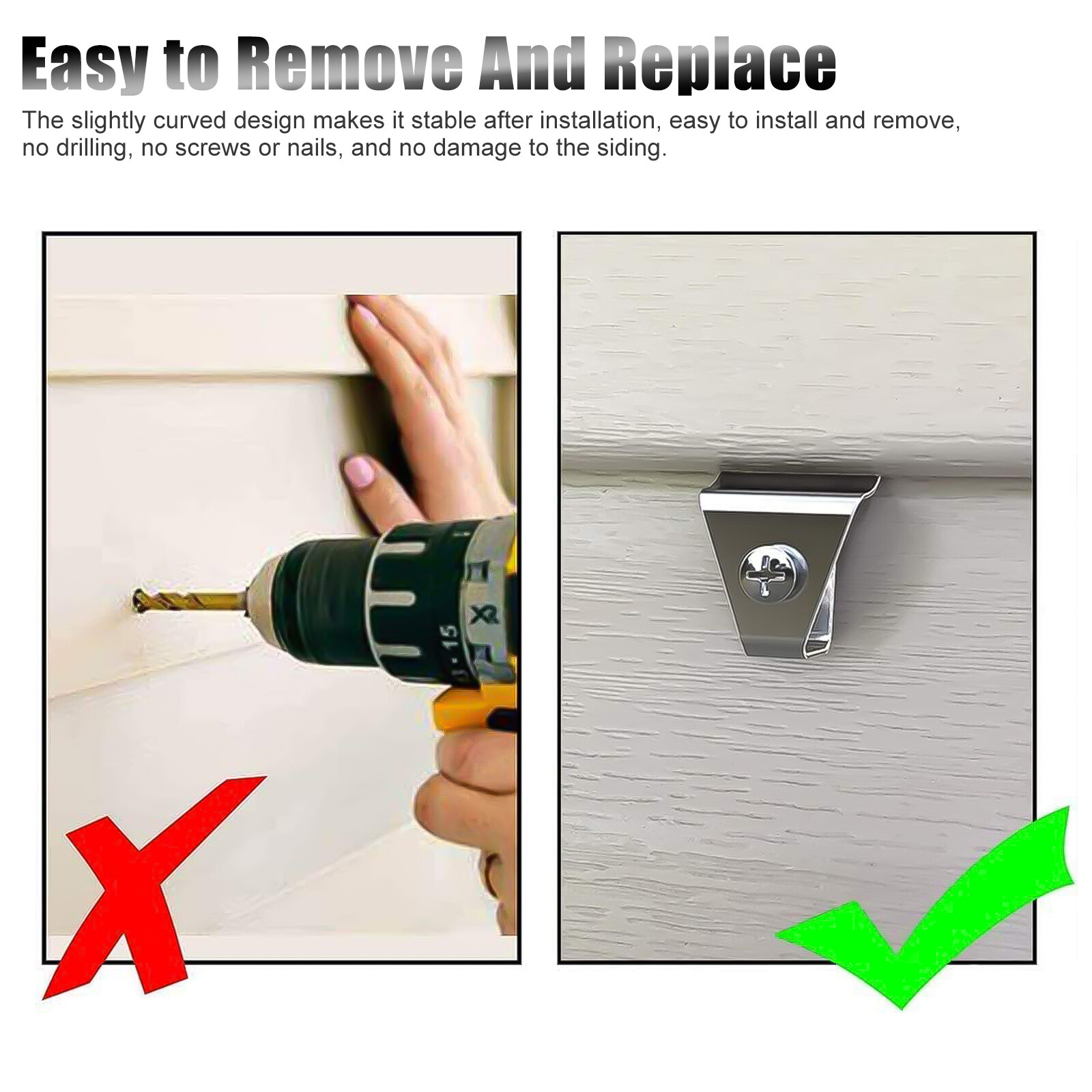 10Pcs Vinyl Siding Clips Hooks Heavy Duty Hanger No-Hole Needed Outdoor Cameras