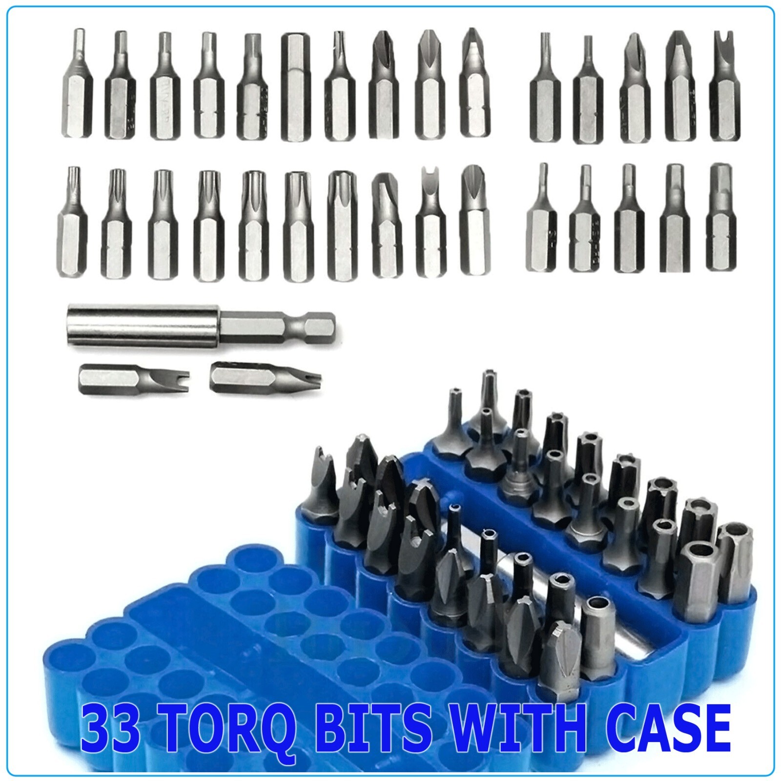 33PCS Hex Head Drill Torx Bit Set Tamper Security 1/4″ Extension Screwdriver Kit