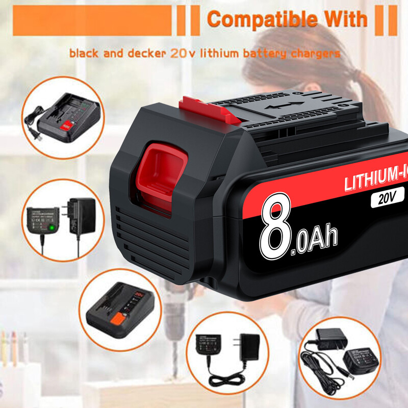 6.0Ah 20Volt For Black and Decker battery LB20 LBX20 LBXR20 LB2X4020 3.5Ah/8.0AH