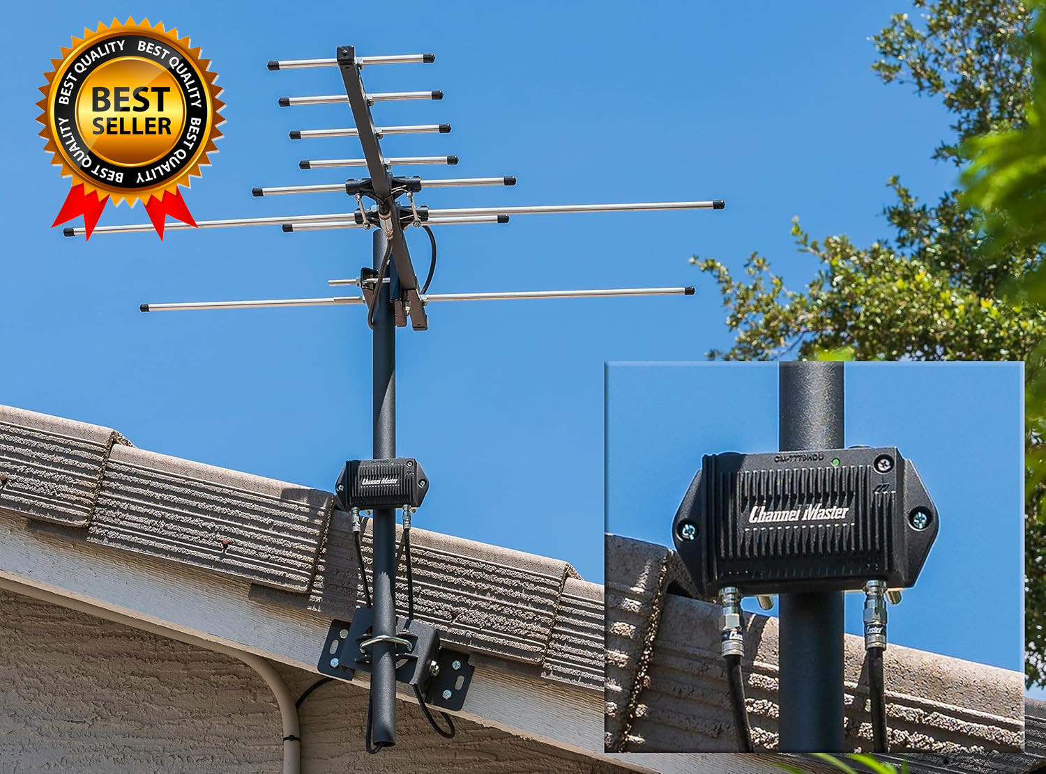 TV Antenna Preamp 1-1-Port TV Antenna Pre-Amplifier Built-In LTE Filter 17-30Db