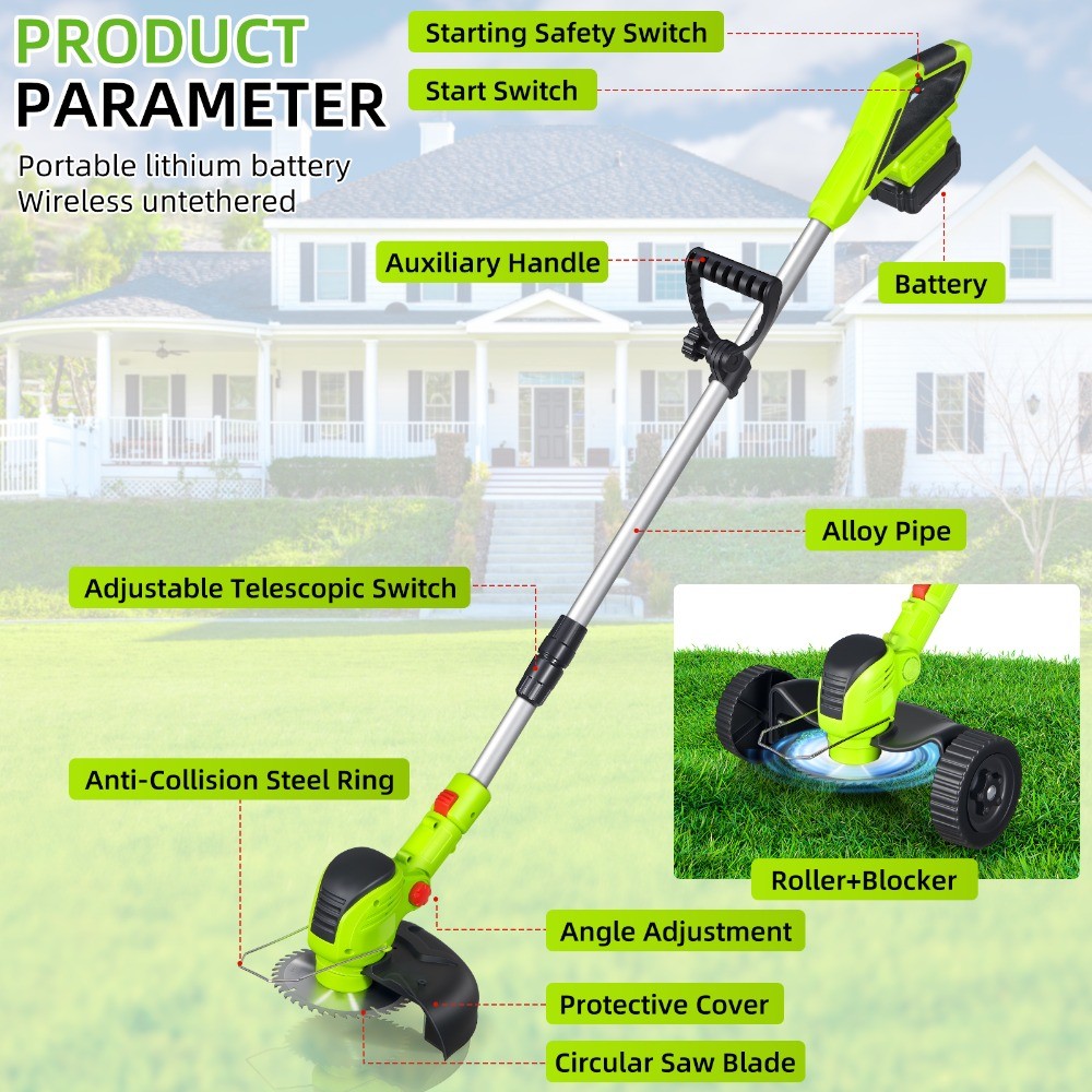 3-in-1 21V Cordless Lawn Mower Trimmer & Edger Yard Weeder for Yard Garden Lawn
