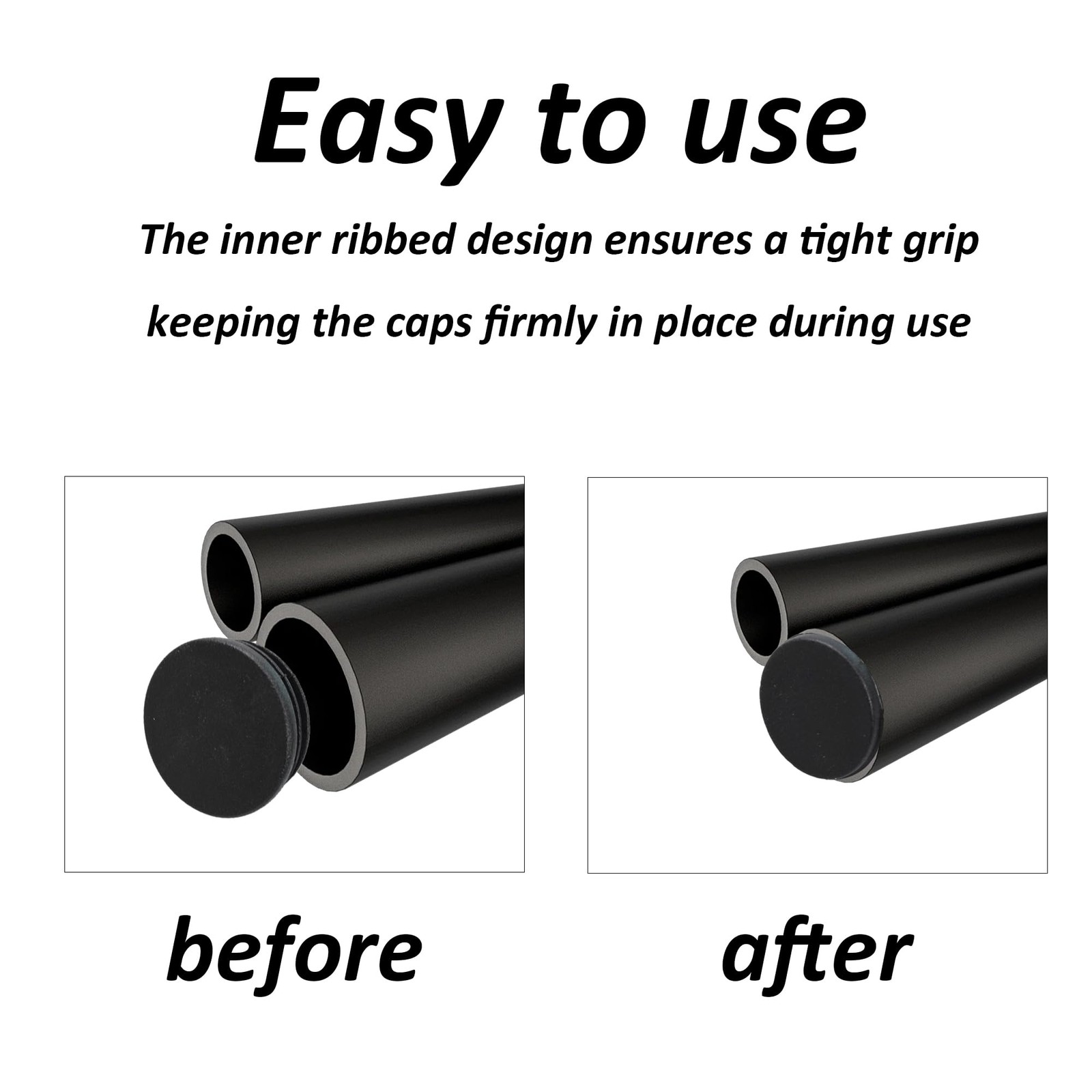PDETVEO 12 PCS 1 1/4 Inch Round Plastic End Caps, 1 Round, Black