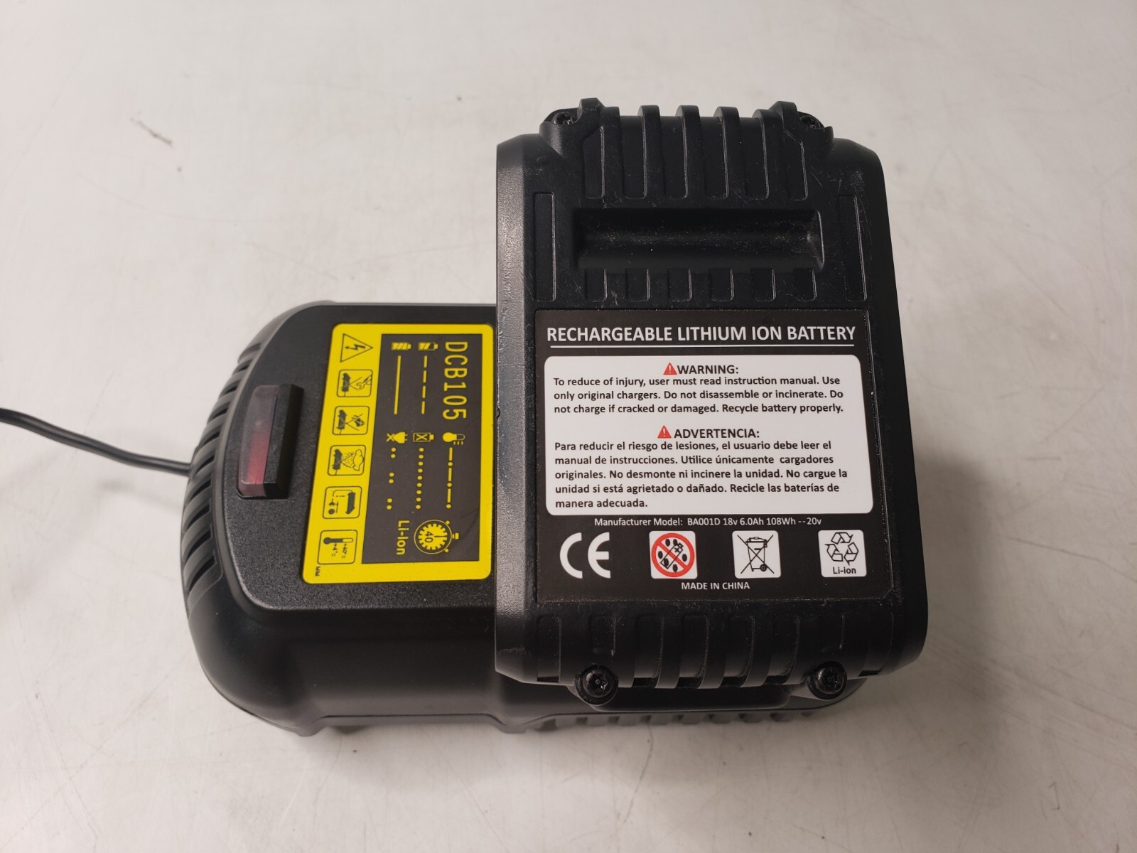 Lot of 2 FOR DEWALT 20V 6.0 AH Lithium-Ion Rechargeable Battery W/ Charger