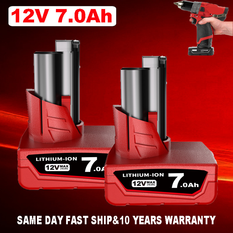 2 Pack For Milwaukee M12 Lithium 12V Battery 48-11-2460 XC 7.0 Extended Capacity