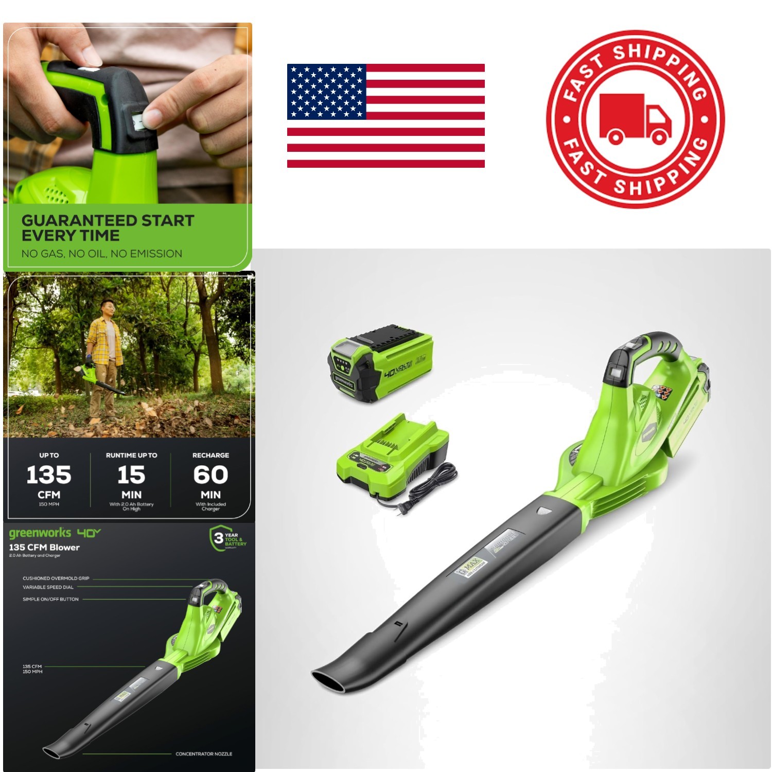 Handheld Leaf Blower 150 MPH Variable Speed Lightweight for Yard Cleanup
