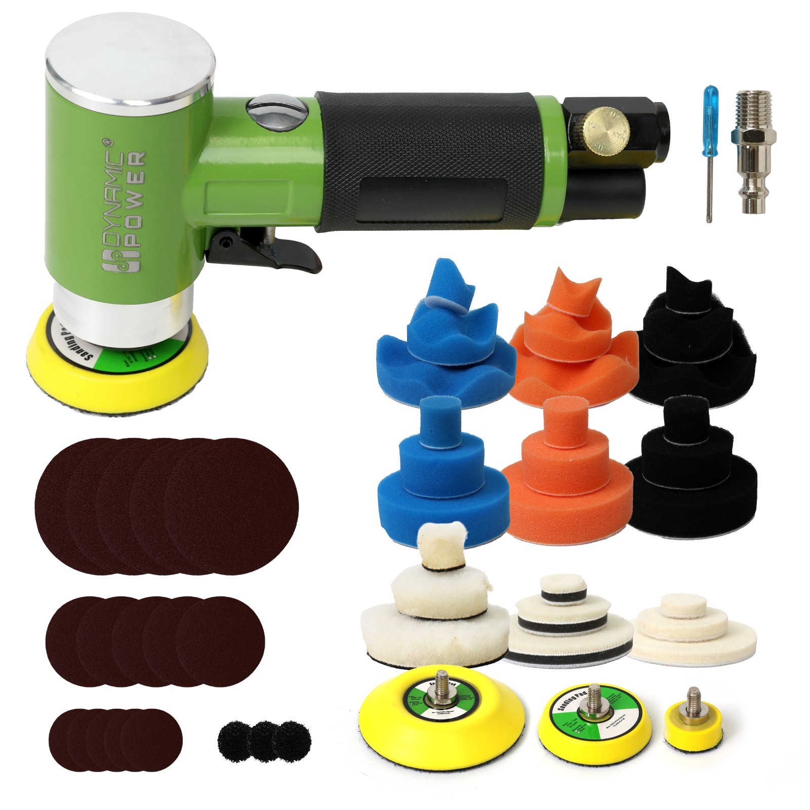 Mini Air Sander Kit 1″ 2″ 3″ Pneumatic Detail Polisher Buffer 15000RPM Car Auto