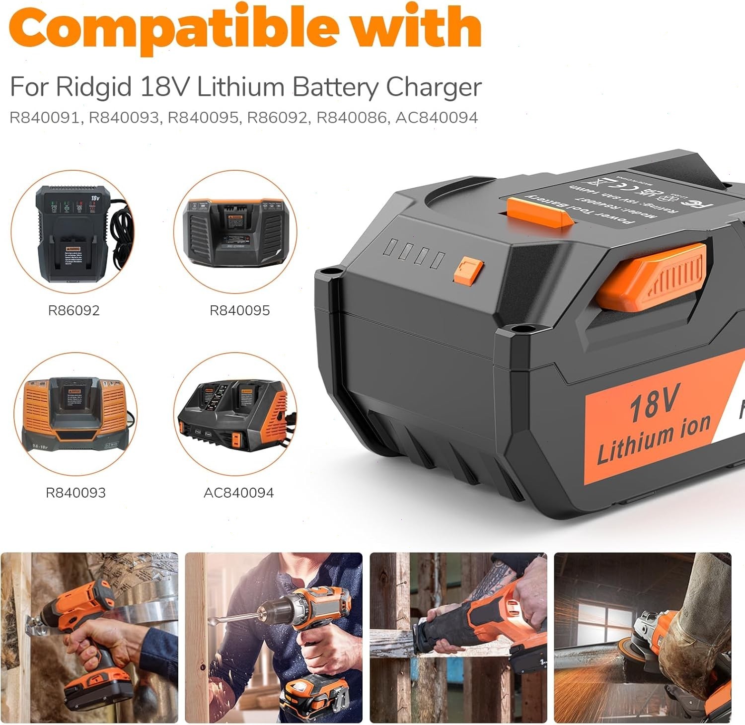 2PACK For Ridgid 18V R840085 8.0Ah Lithium-ion Battery OR Charger 18Volt R840087