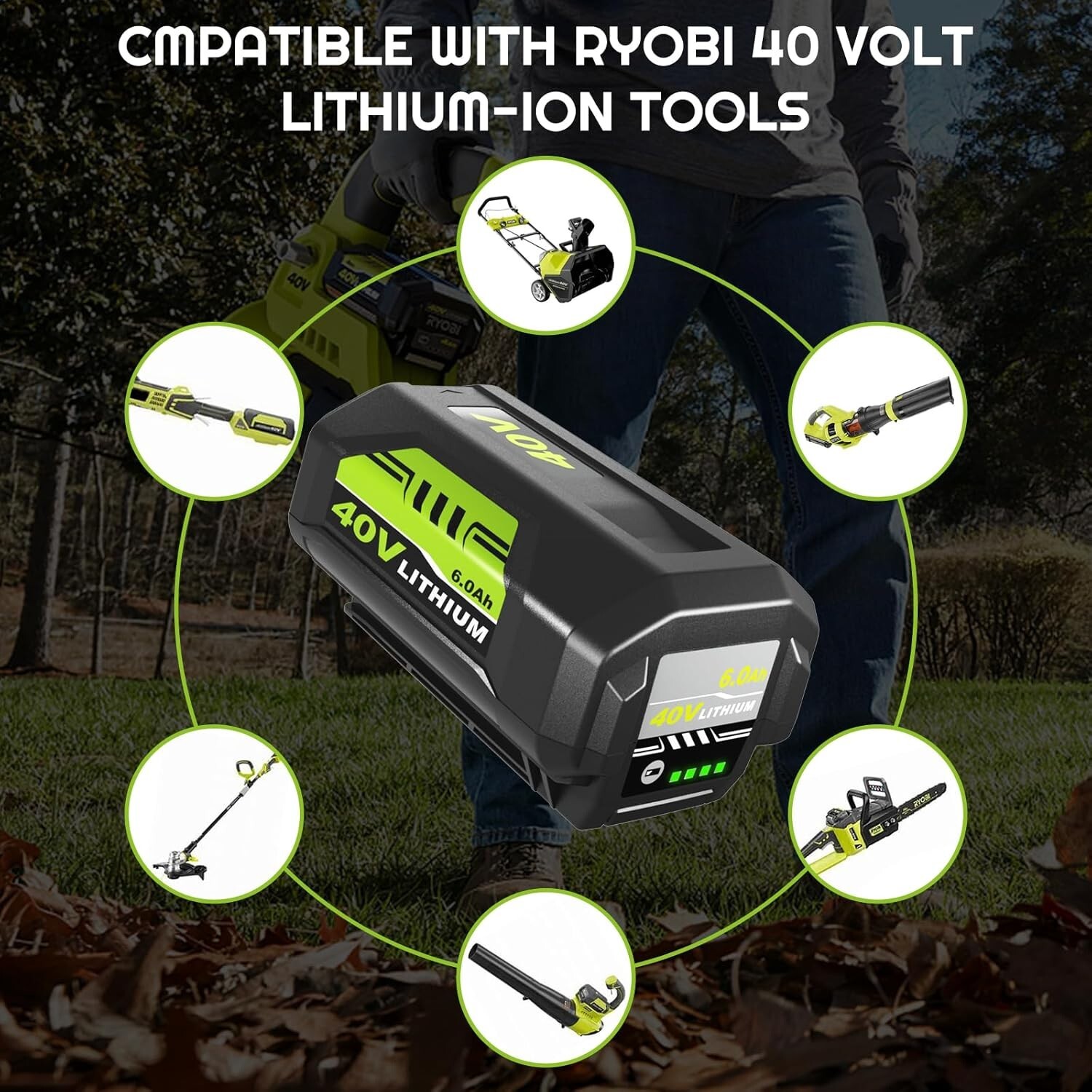 1-2PACK For Ryobi 40V 4.0 Ah Lithium-Ion Battery OP4040 OP4050 OP40602 OP40301
