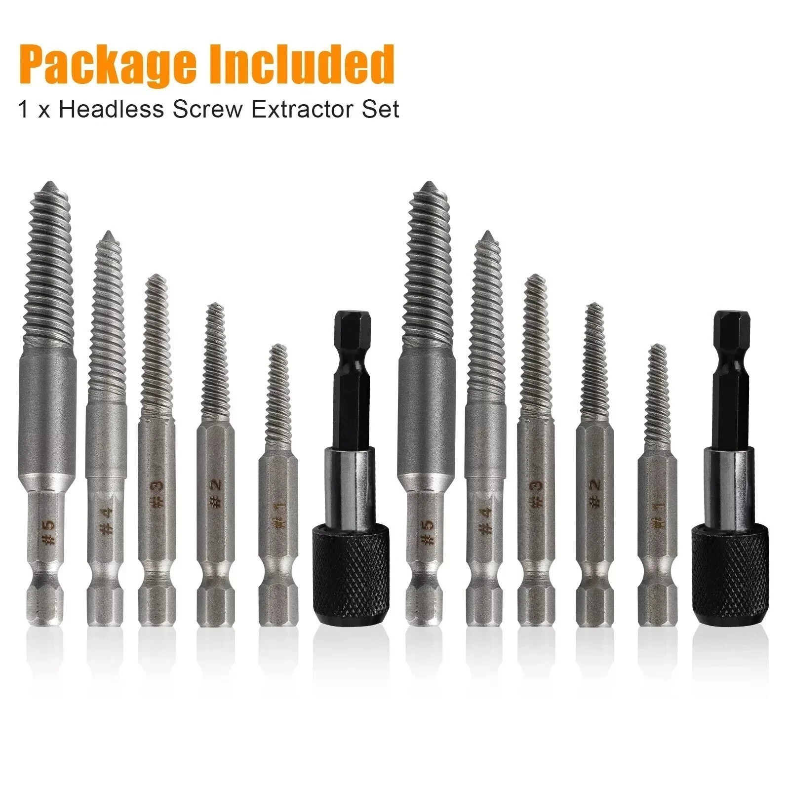12Pcs Stud Screw Extractor Remover 1/4 Inch Hex Shank Damaged Bolt Easy Out-Sets