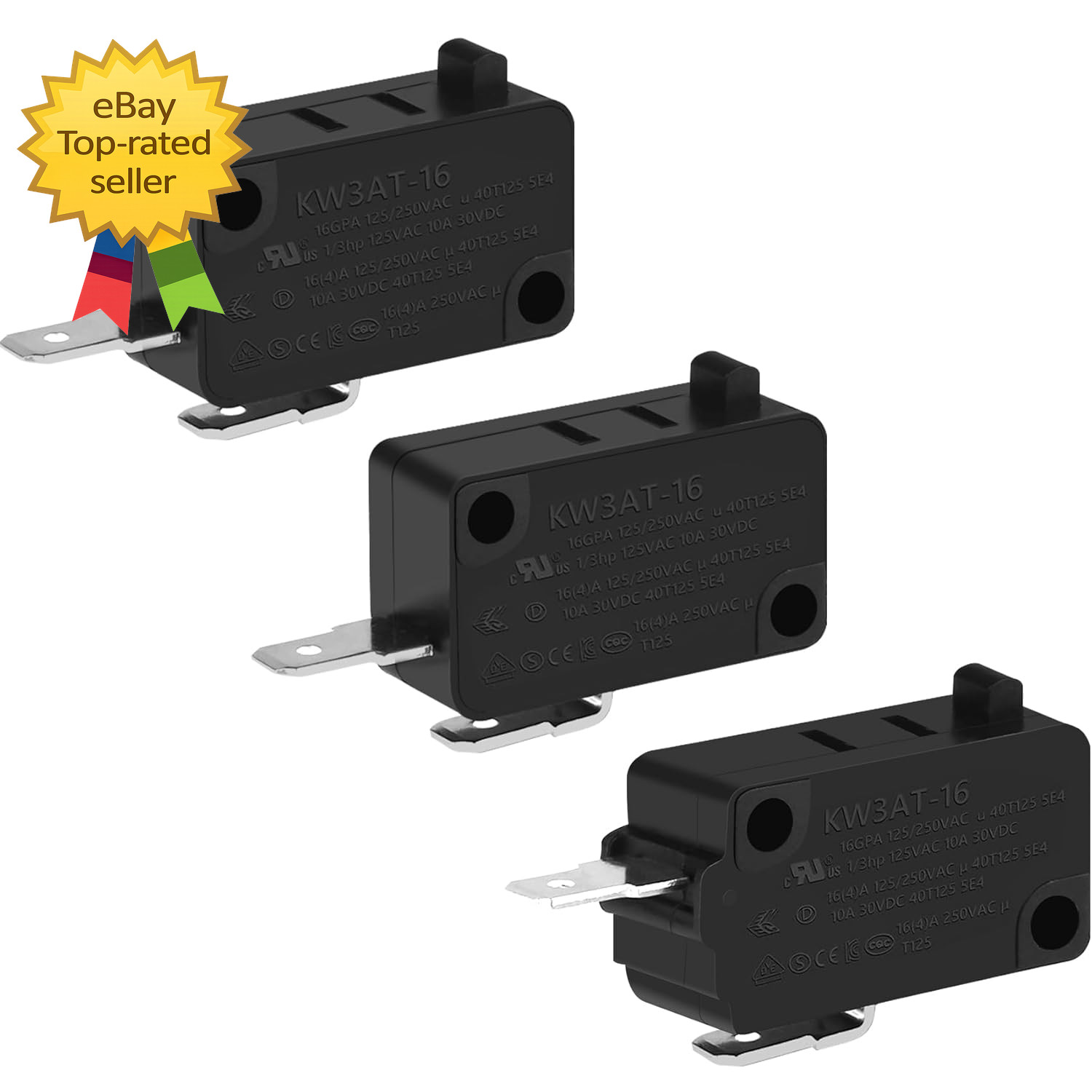 3PCS Microwave Oven Door Switch Replacement Parts 16A 125/250V, Kw3At-16