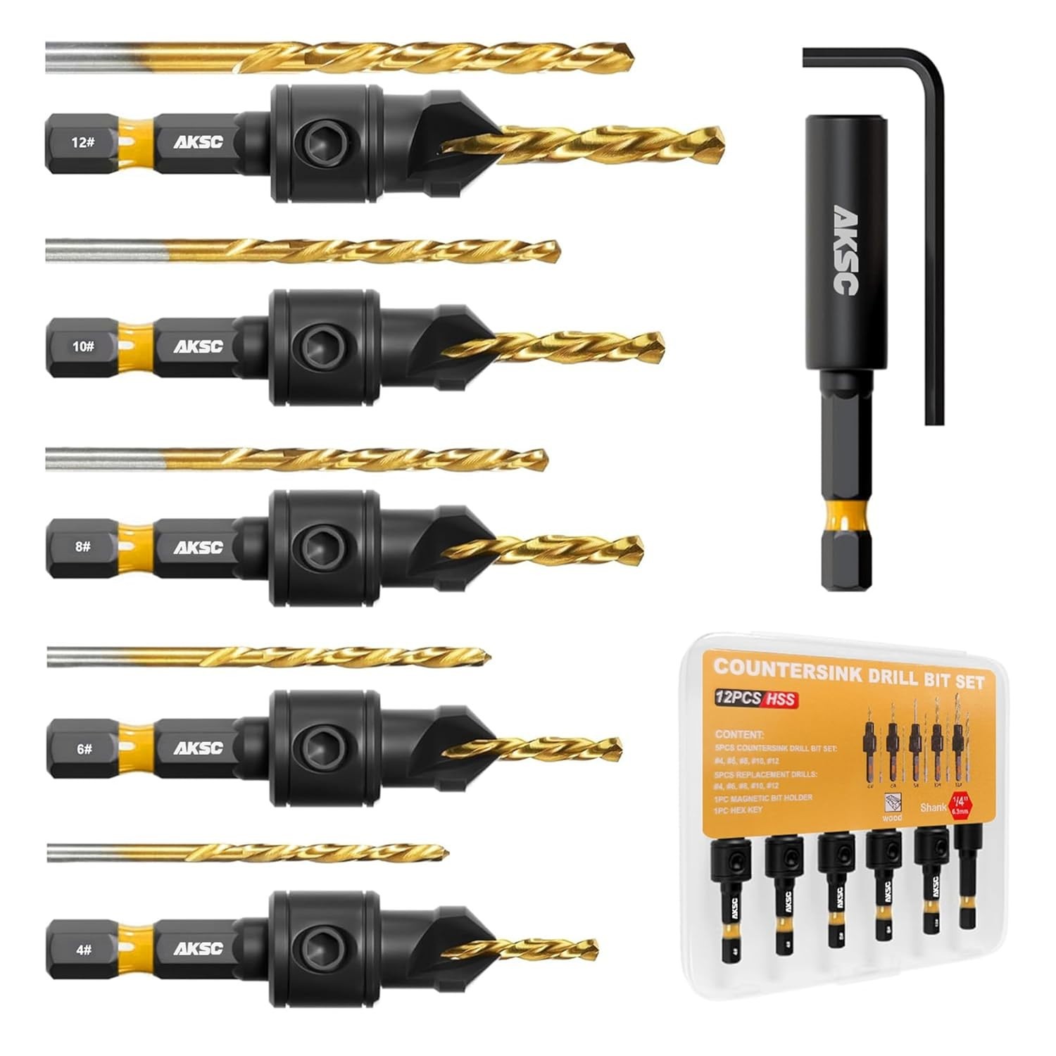 Countersink Drill Bit Set Woodworking Kit 12/122PCS Pilot Hole Hex Shank M42