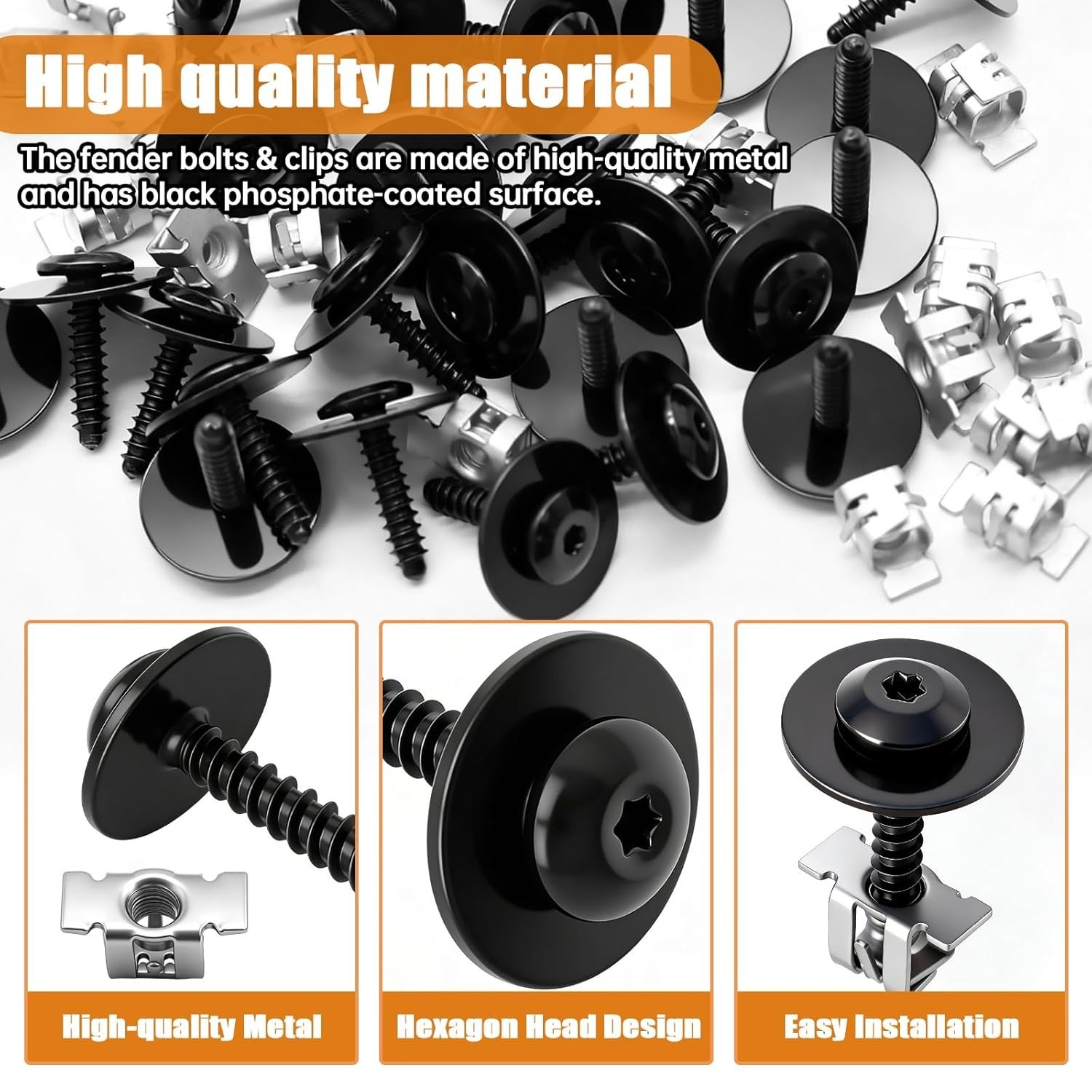 50PCS Fender Liner Splash Shield Bolt Screw and Clips GM Fender M4.2-1.41 (#8)