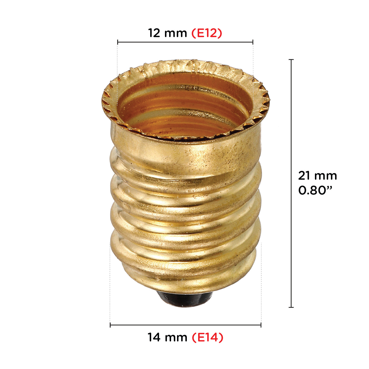 (10 Pack) European Base (E14) to Candelabra Base (E12) Socket Reducer Adapter