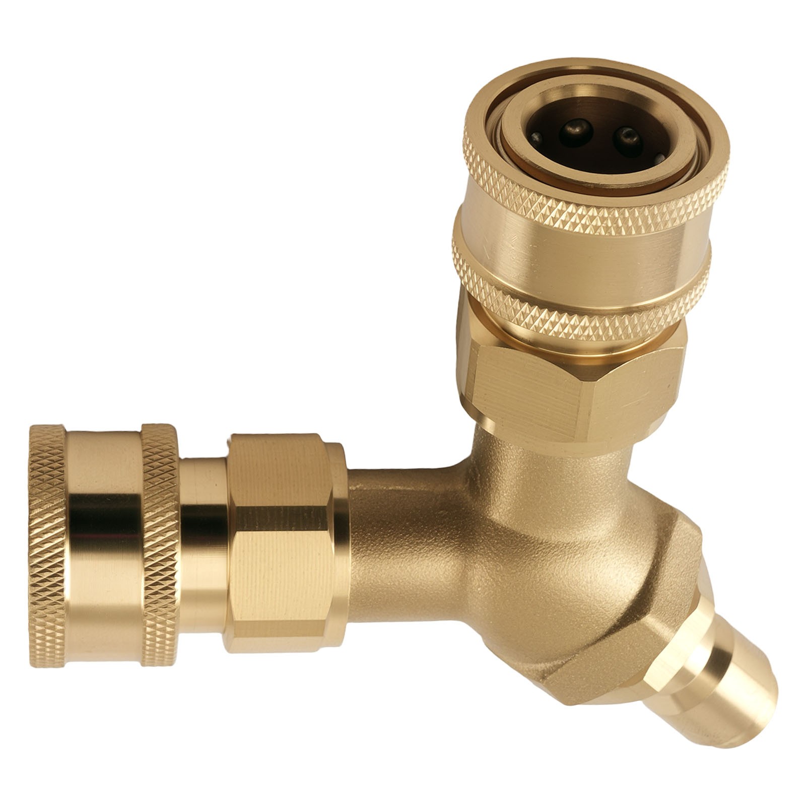 3/8” Pressure Washer Tee Y-Splitter Brass Quick Coupler 2-Gun System Adapter