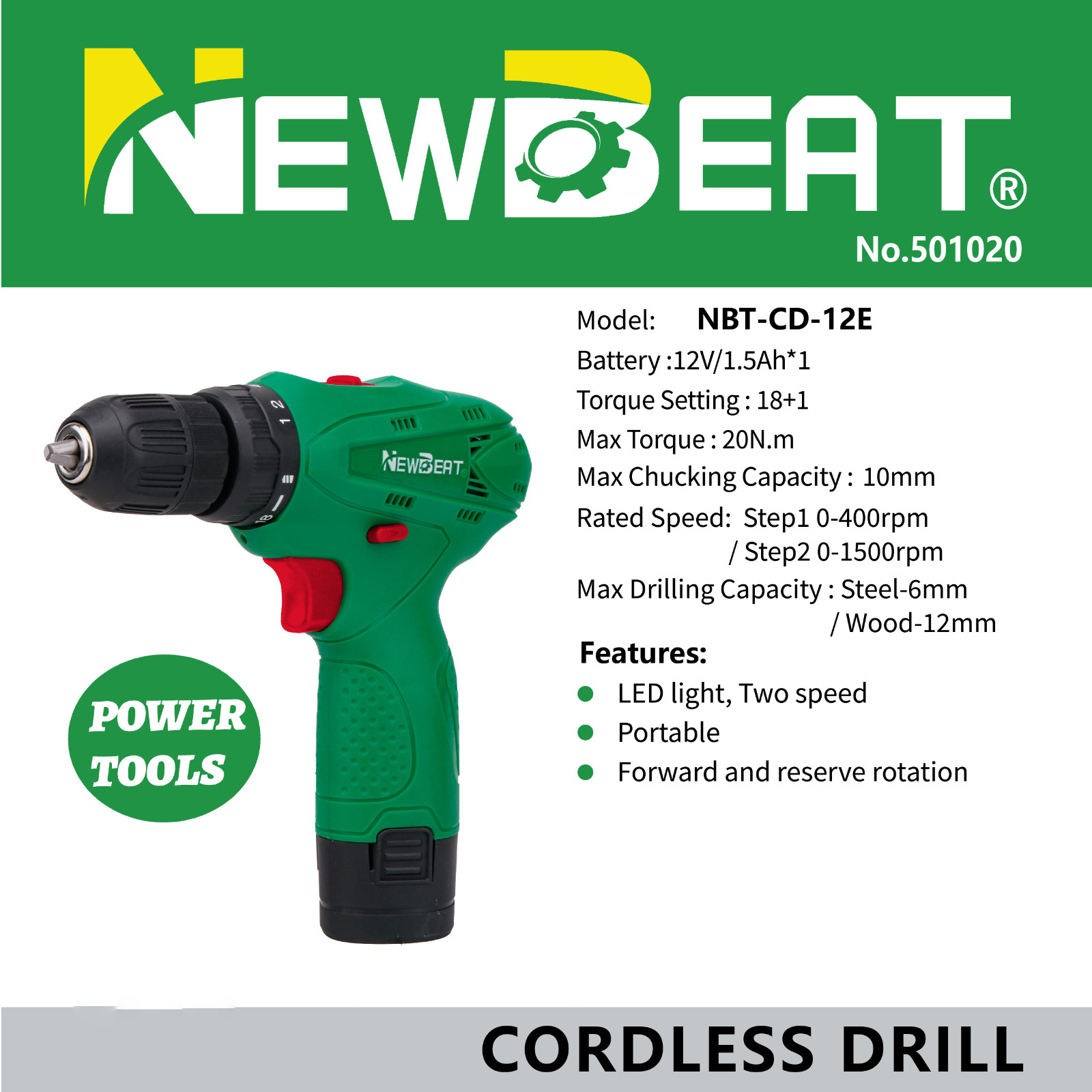 Portable 12V Cordless Drill Driver Electric Screwdriver Handheld Tool Set