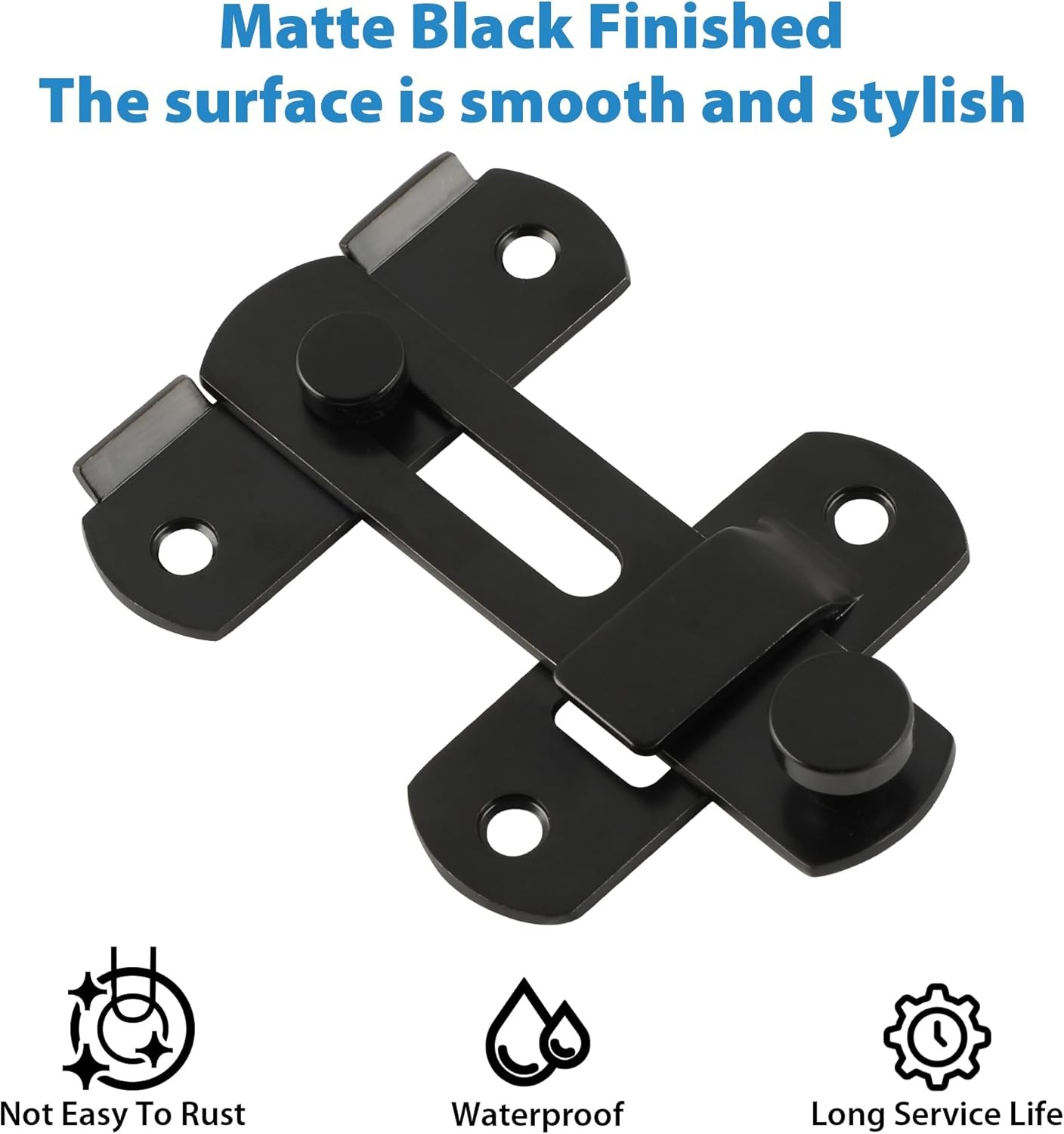 2PCS Heavy Duty Barn Door Lock 180°Flip Sliding Latch Lock Stainless Steel Matte