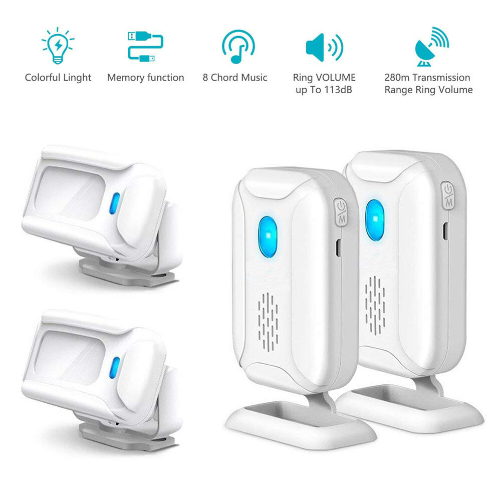 2 Wireless Motion Sensor Detector Gate Entry Door Bell Welcome Chime Alert Alarm