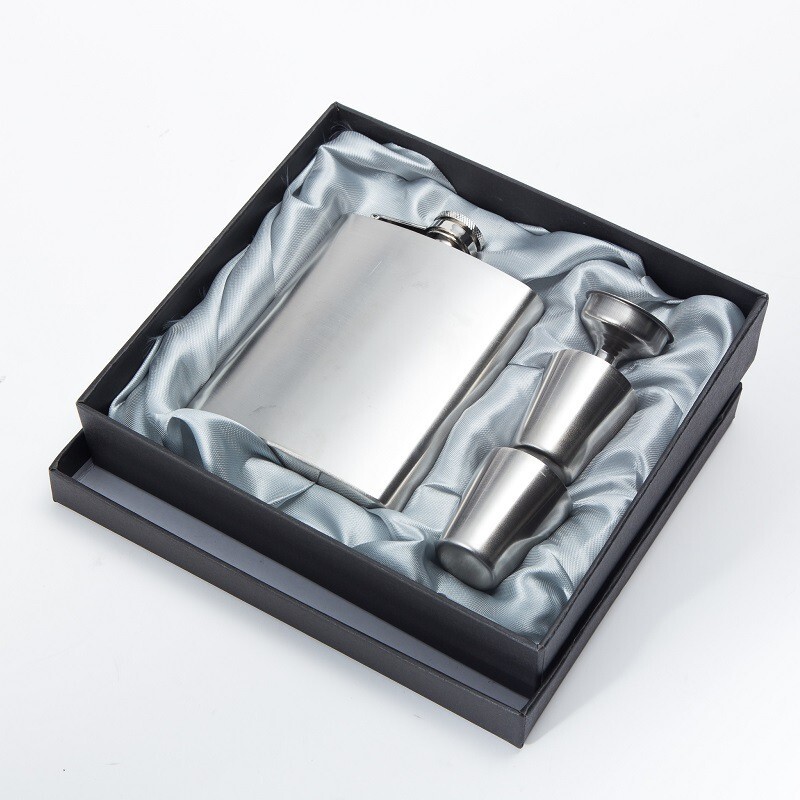 8oz Alcohol Pocket Flask w/ Portable Funnel Cups Stainless Steel Whiskey Bottle