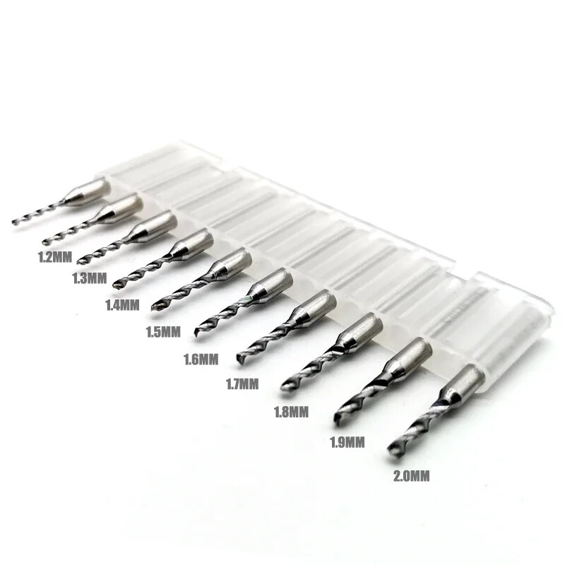 10PCS 0.1mm-3.0mm Tungsten Steel Tiny Drill Bits for Model Hobby Craft Tools