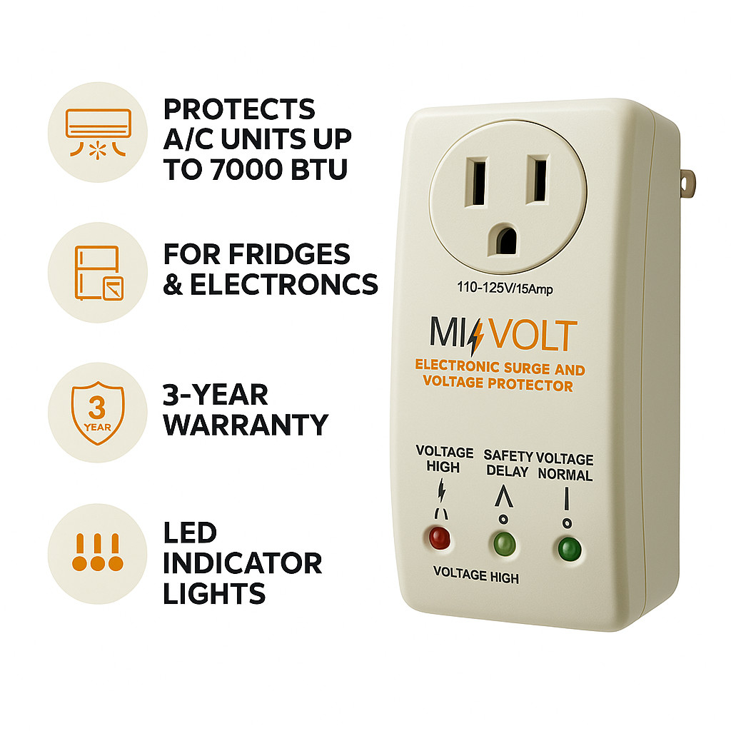 2 Pack 1800W Voltage Brownout Appliance Surge Protector 3-Years Warranty