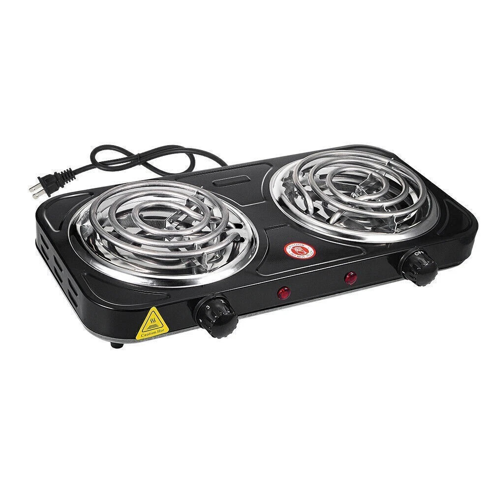 Portable Kitchen Electric Double Burner Hot Plate Cooktop Cooking Stove 2000W