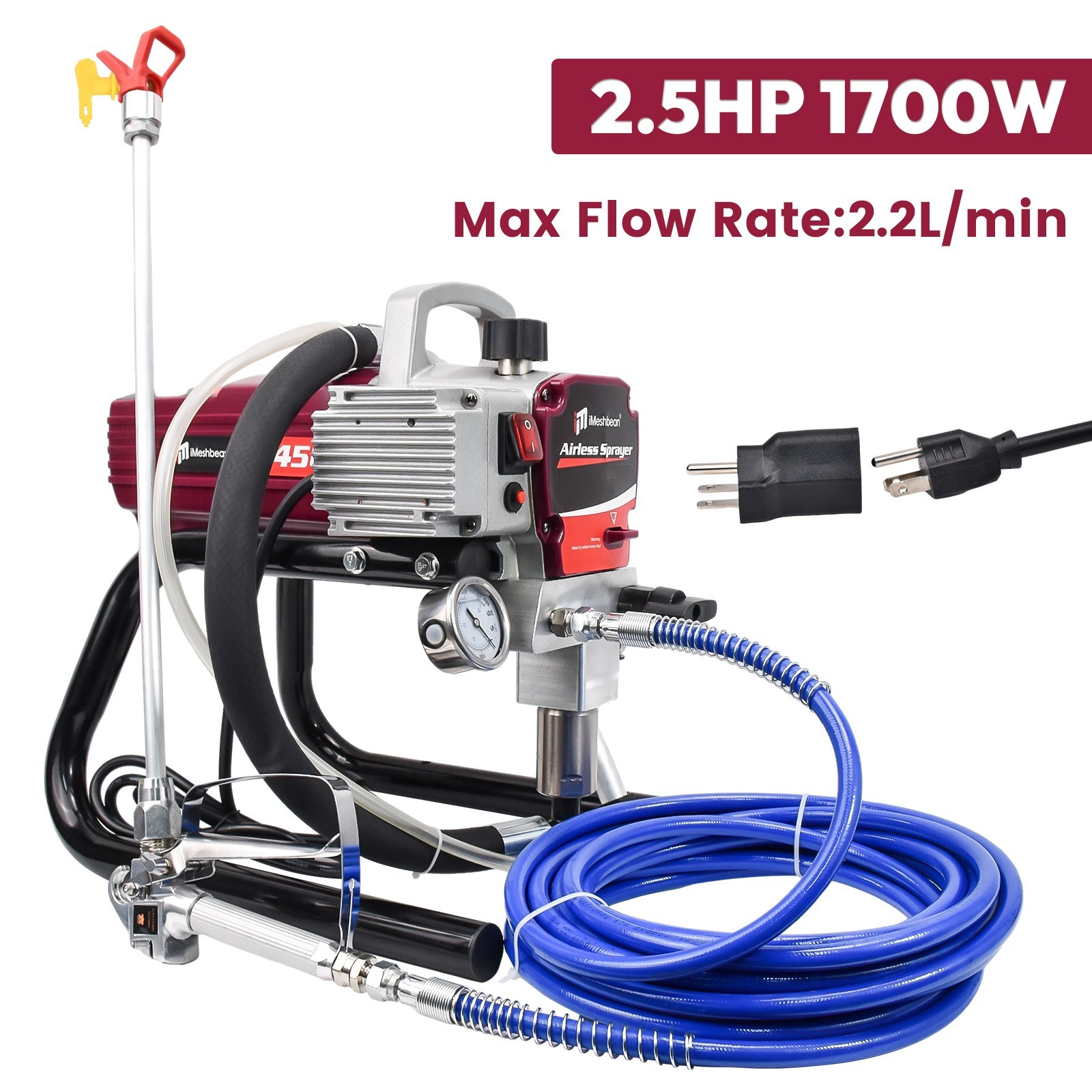 2.5HP 1700W High Pressure Airless Paint Sprayer Gun Sprayer Machine 220V-240V
