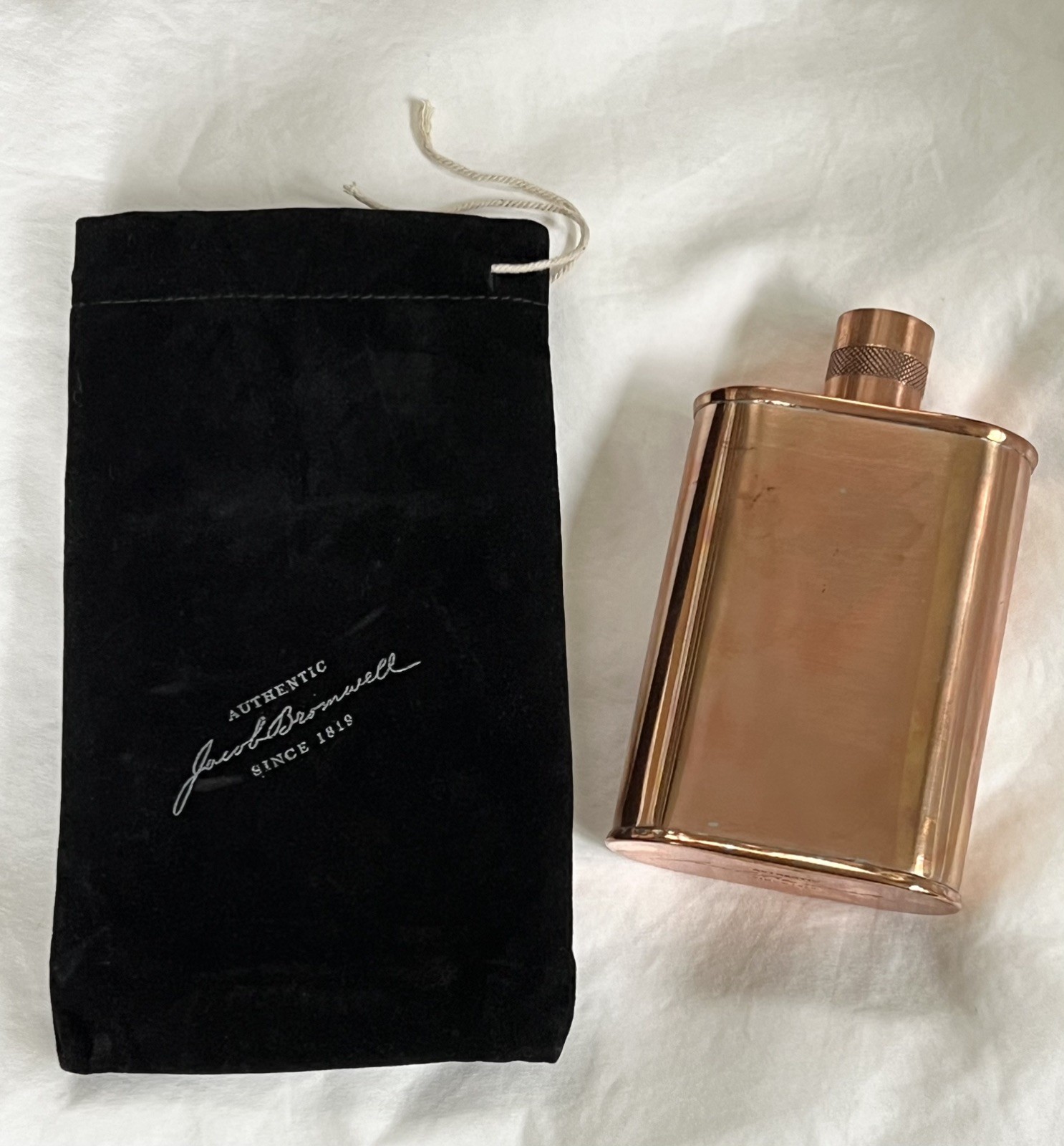 JACOB BROMWELL COPPER FLASK VERMONTER 9oz 5″ TIN-lined Natural Patina